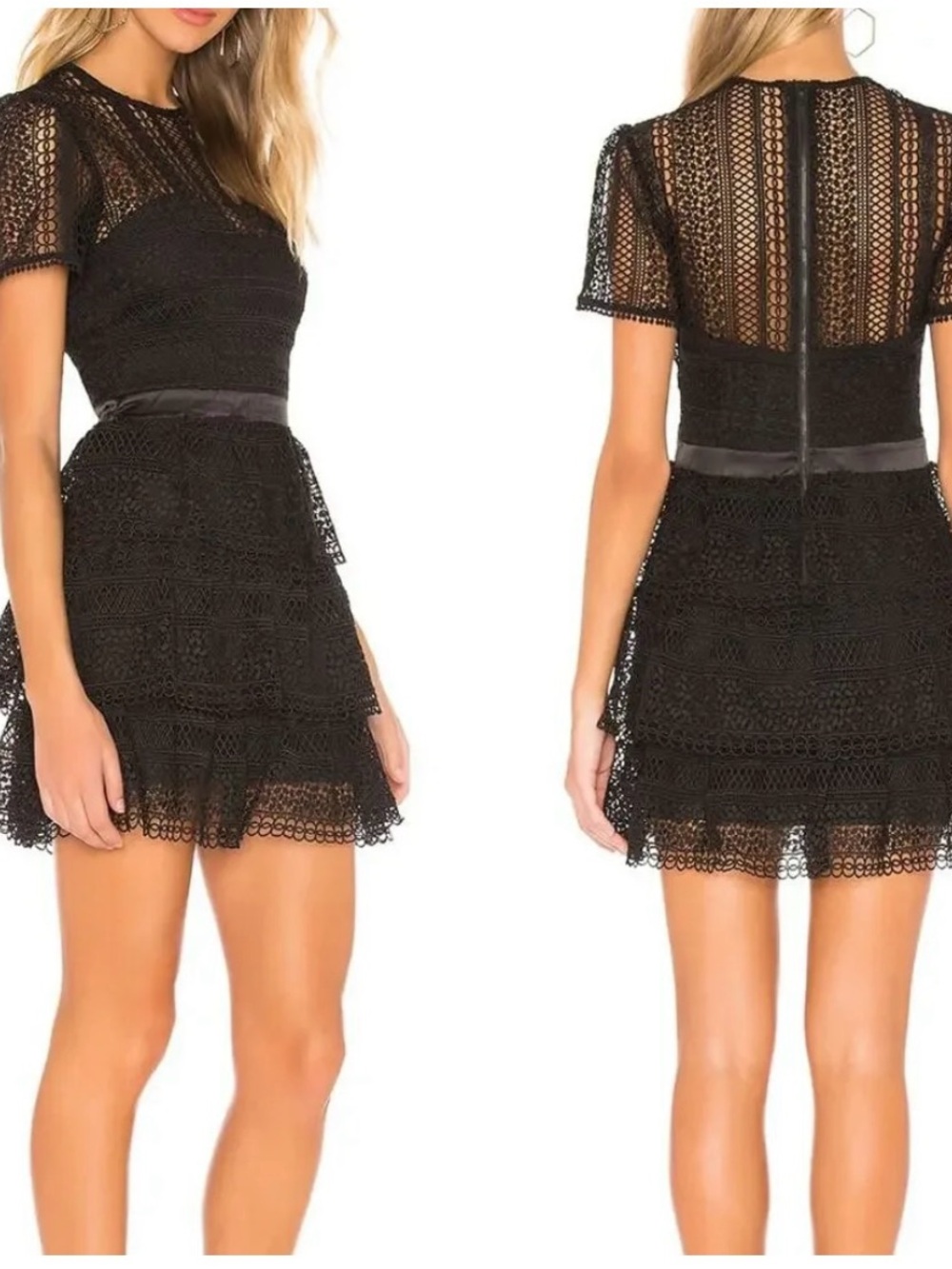 NWOT Bardot Ava Lace tiered Dress in Black – Size 10 revolve eyelet whimsygoth